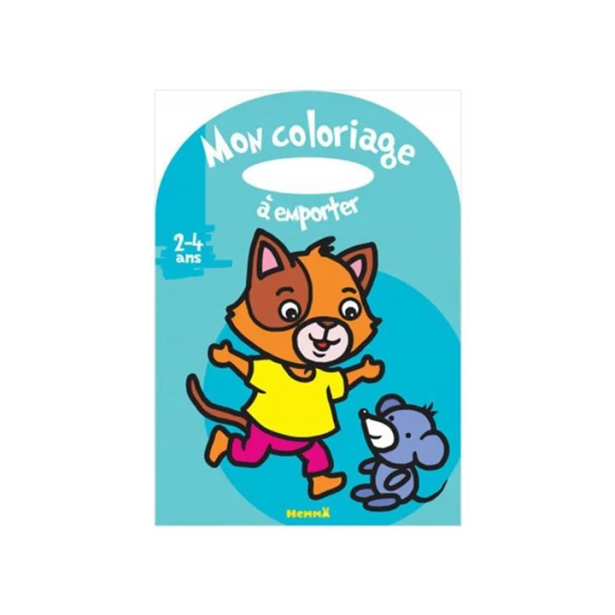 Mon coloriage à emporter (Chat et souris) avec poignée - par Didierjean Marie-Anne - livre à colorier