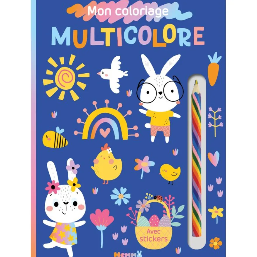 Mon coloriage multicolore - Pâques - Coloriage avec crayon multicolore - Dès 3 ans