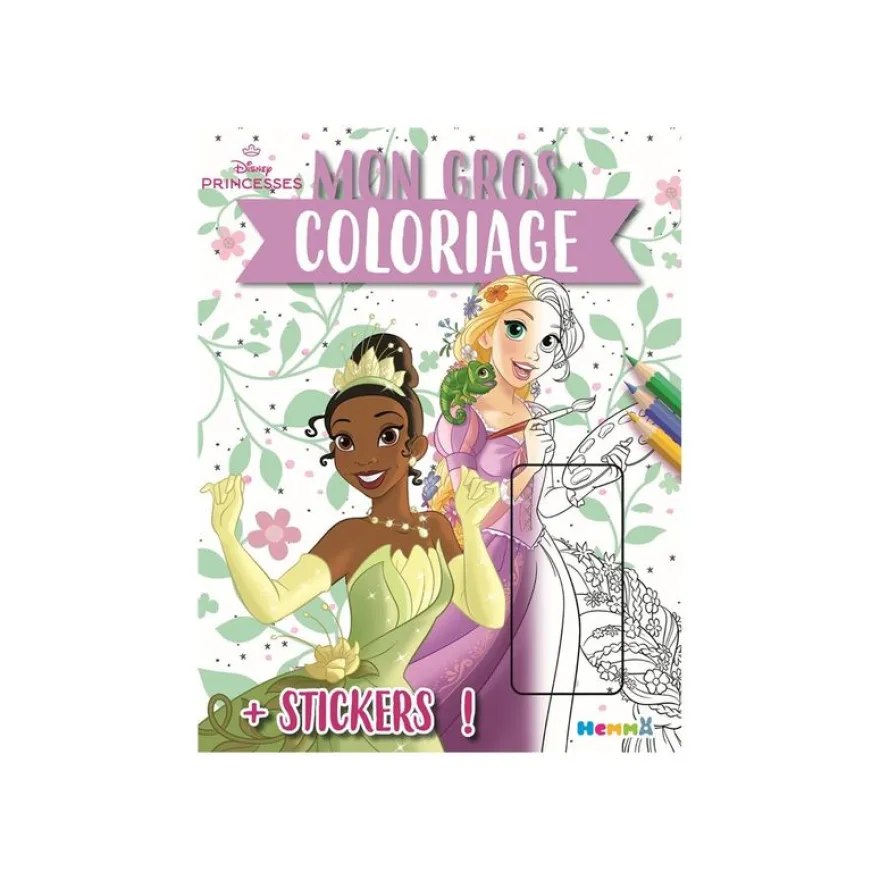 Mon gros coloriage + stickers! (Raiponce et Tiana) - Disney Princesses - livre de coloriage / d'activités