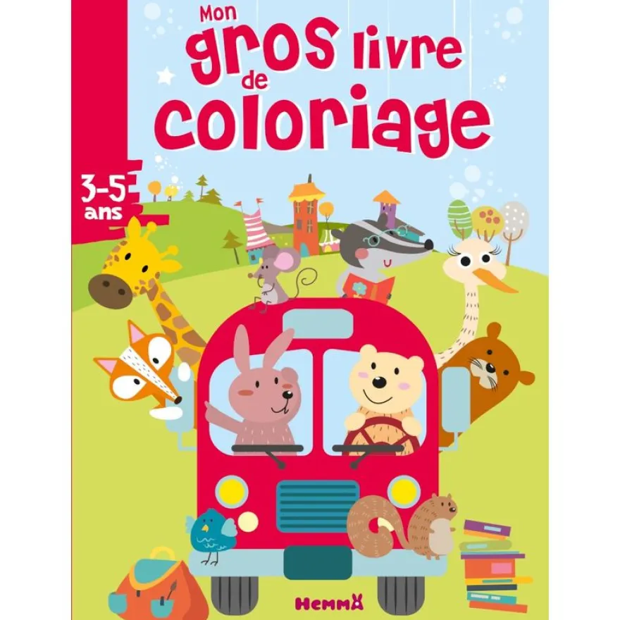 Mon gros livre de coloriage : bus animaux