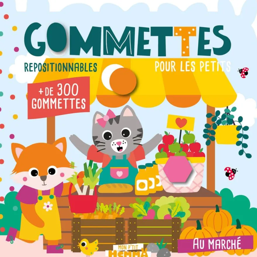 Mon P'tit Hemma - Gommettes pour les petits - Au marché - Livre de gommettes repositionnables - Dès 3 ans
