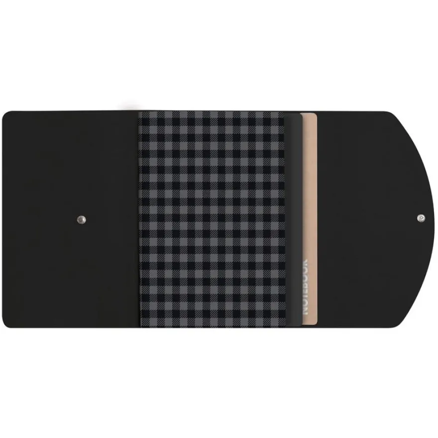 Multicarnet Clover Classic -2 carnets lignés et 1 carnet uni - 15 x 21 cm - Casual, Classic noir et Kraft - Exacompta