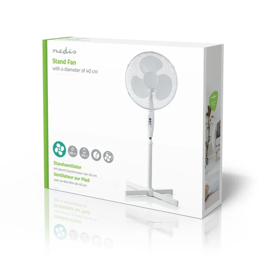 Nedis - Ventilateur sur Pied - 40 cm - 3 vitesses - blanc