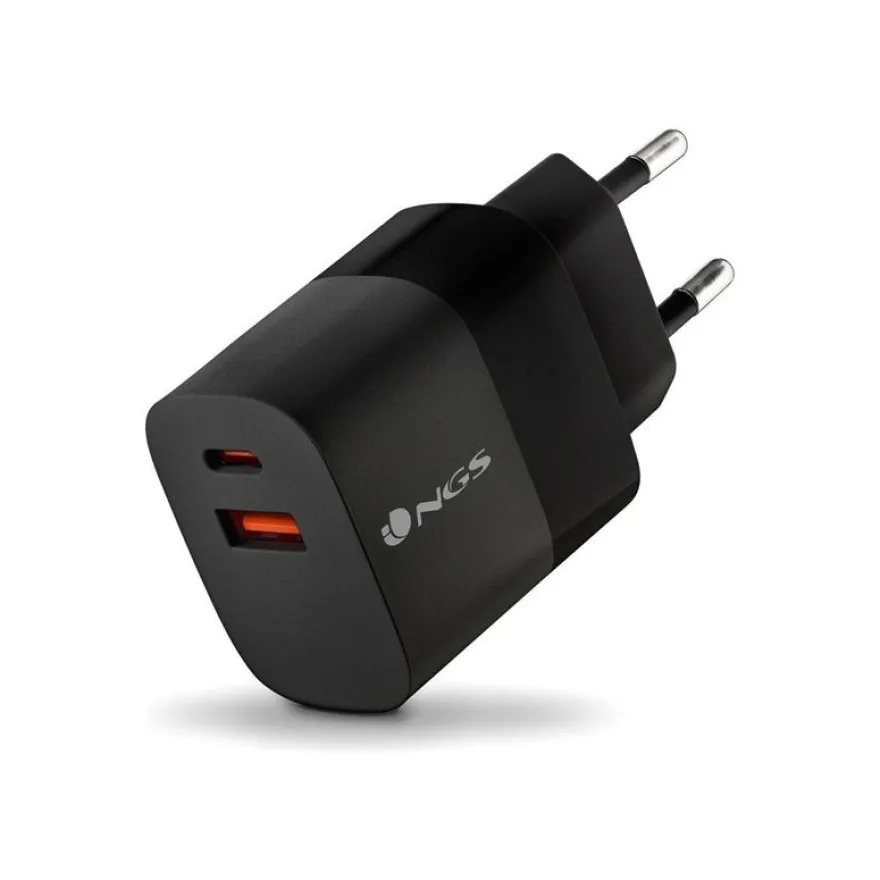 NGS - Chargeur secteur - Ultra Rapide - 45 Watt - 2 connecteurs de sortie (USB-C, USB-A) - noir