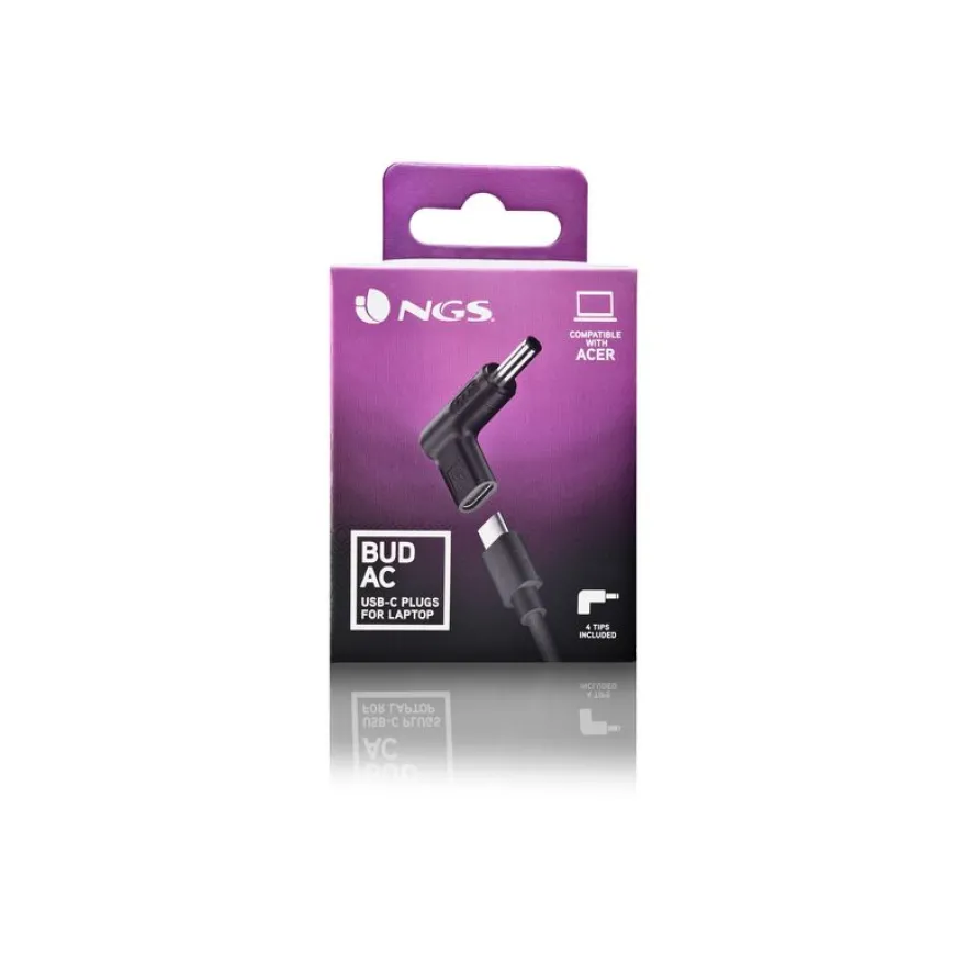 NGS BUD-AC - Kit adaptateur de connecteur d'alimentation - Alimentation USB (100 W) - noir