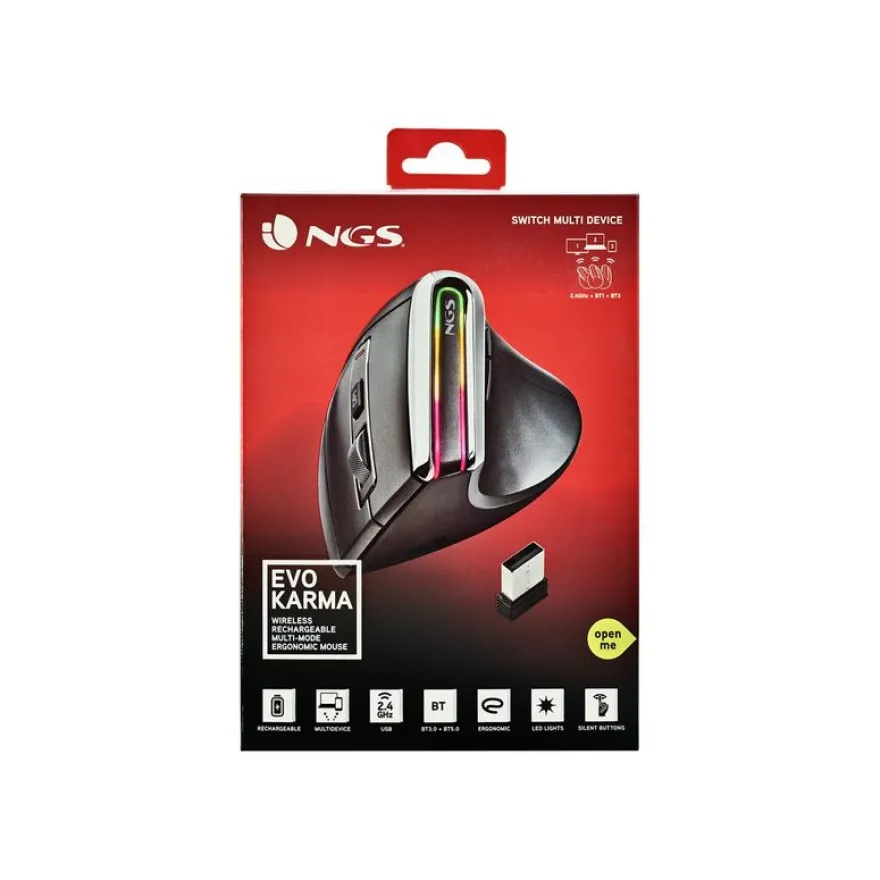 NGS Evo - souris ergonomique sans fil - noir
