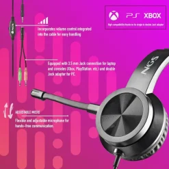 NGS MSX 11 Pro - Casque filaire avec micro - jack 3,5mm - noir