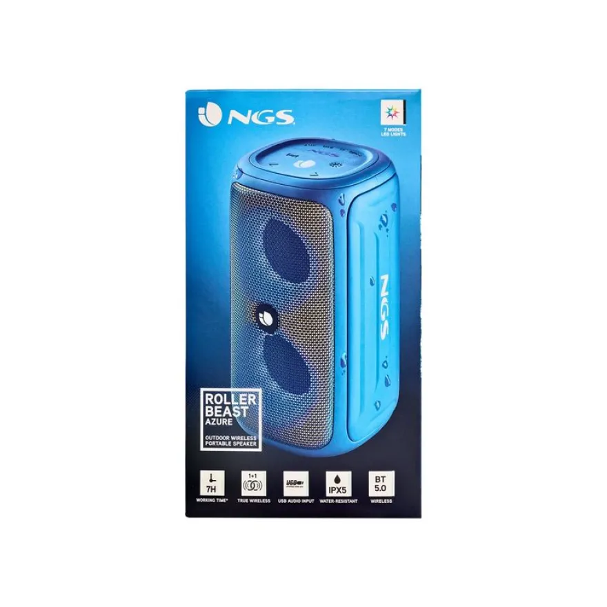 NGS Roller Beast - Mini enceinte sans fil - Bluetooth - 32 Watt - azur
