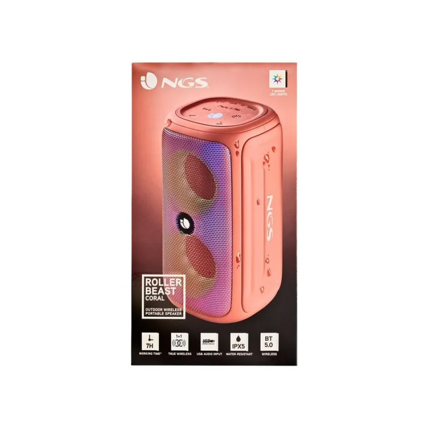 NGS Roller Beast - Mini enceinte sans fil - Bluetooth - 32 Watt - Corail