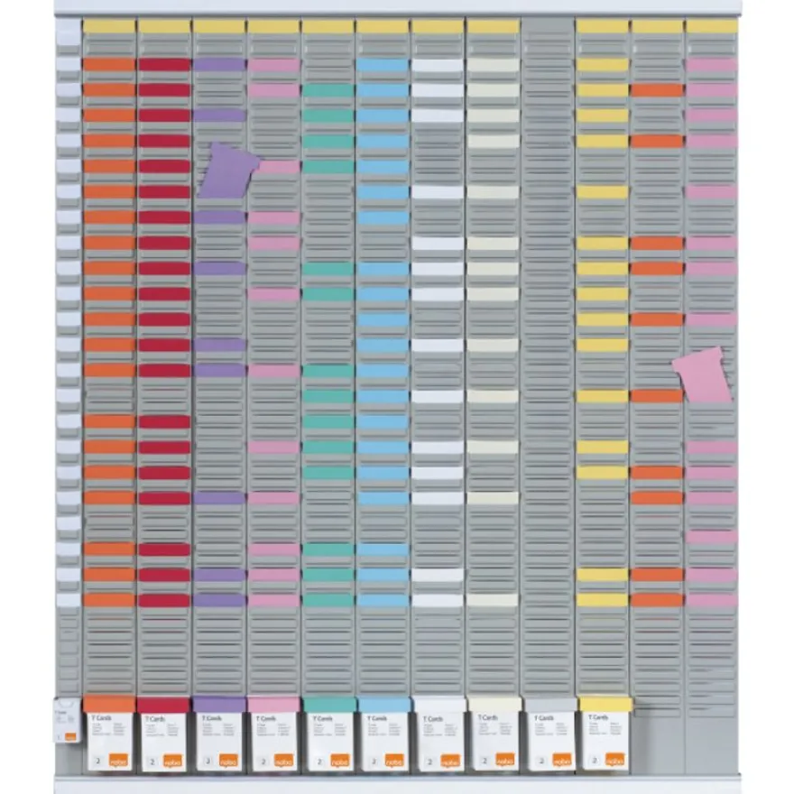 Nobo - Planning annuel à fiches T - 12 colonnes - 80 x 96 cm