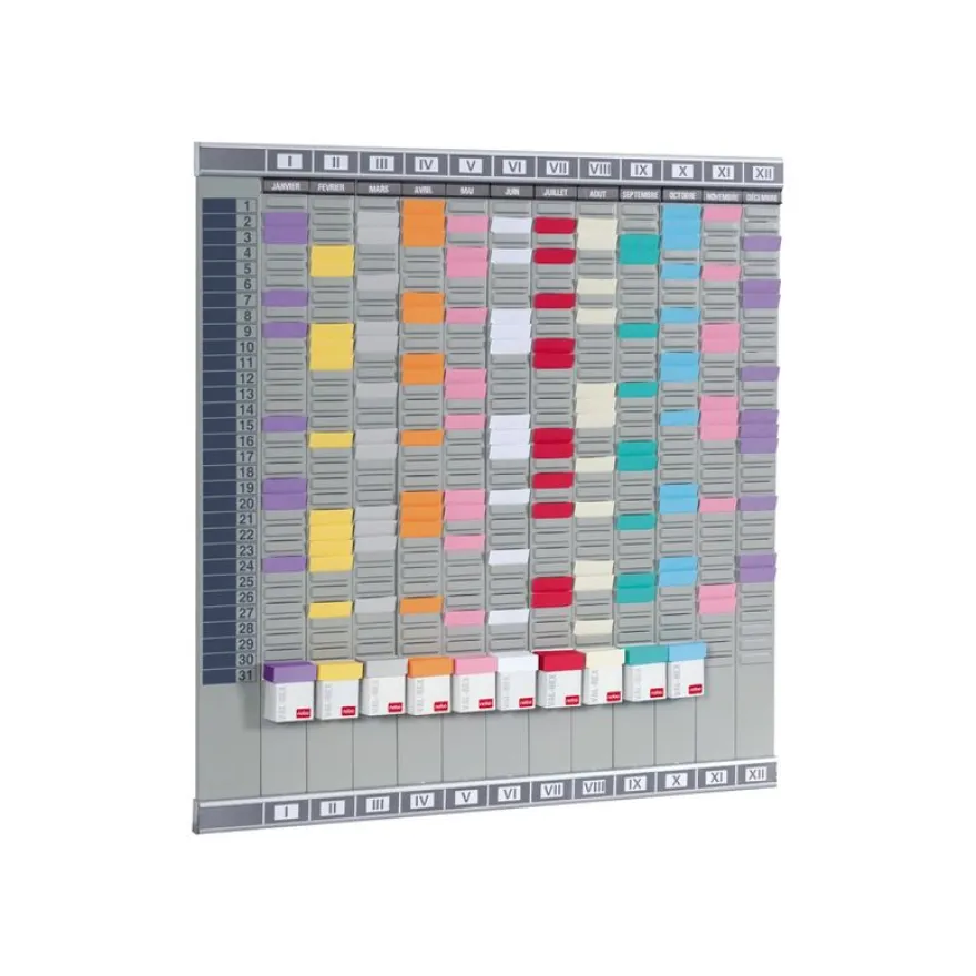 Nobo - Planning mural à cartes - 12 colonnes - 32 fentes - Indice 1.5 - 645 x 660 mm