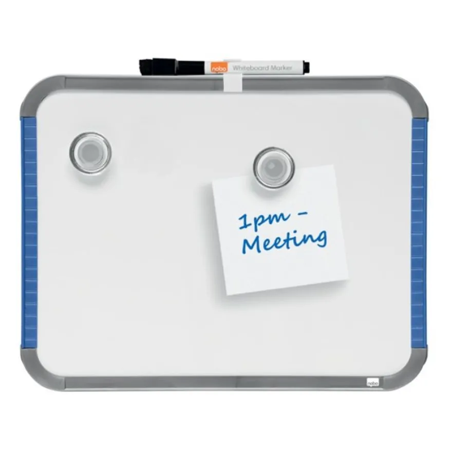 Nobo - Tableau blanc Slimline en acier laqué - 22 x 28 cm - magnétique - cadre blanc