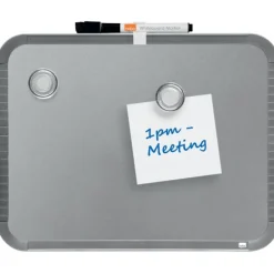 Nobo - Tableau blanc Slimline en acier laqué - 22 x 28 cm - magnétique - cadre gris