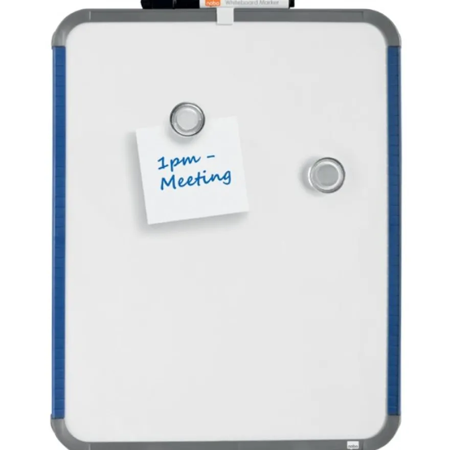 Nobo - Tableau blanc Slimline en acier laqué - 28 x 36 cm - magnétique - cadre gris