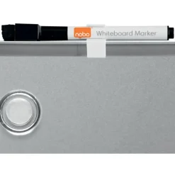Nobo - Tableau blanc Slimline en acier laqué - 58 x 43 cm - magnétique - cadre gris
