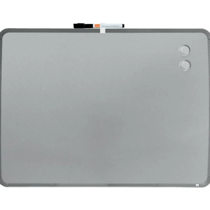 Nobo - Tableau blanc Slimline en acier laqué - 58 x 43 cm - magnétique - cadre gris