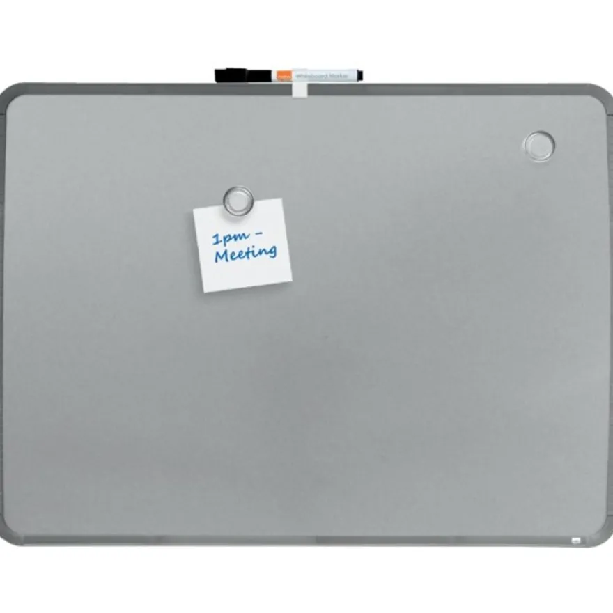 Nobo - Tableau blanc Slimline en acier laqué - 58 x 43 cm - magnétique - cadre gris