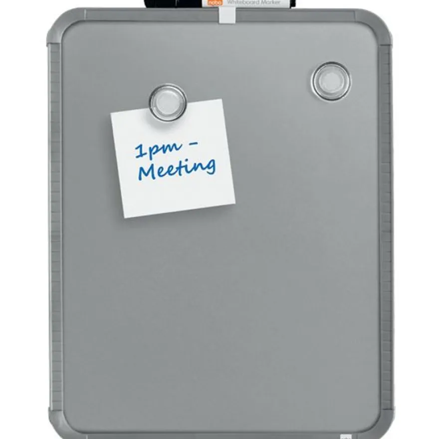 Nobo - Tableau couleur argenté Slimline en acier laqué - 360 x 280 mm