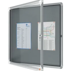 Nobo - Vitrine d'affichage - 6 feuilles A4 - surface en feutre gris - porte battante - 70,8 x 66,7 x 4,3 cm