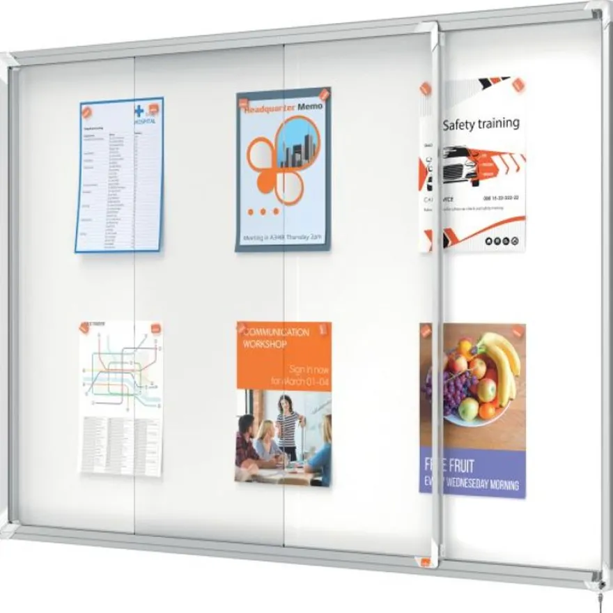 Nobo - Vitrine d'affichage - 18 feuilles A4 - surface magnetique - porte coulissante - 135,2 x 96,7 x 6,3 cm