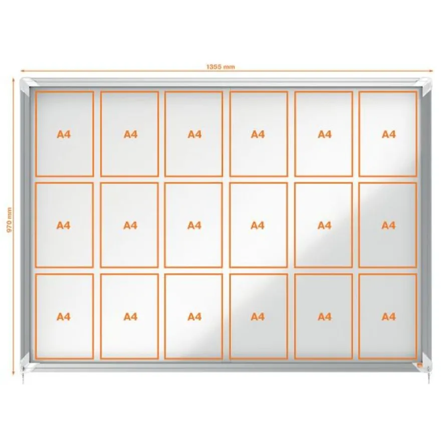 Nobo - Vitrine d'affichage - 18 feuilles A4 - surface magnetique - porte coulissante - 135,2 x 96,7 x 6,3 cm