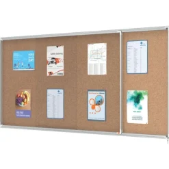 Nobo - Vitrine d'affichage - 27 feuilles A4 - surface liege - porte coulissante - 199,7 x 96,7 x 6,3 cm
