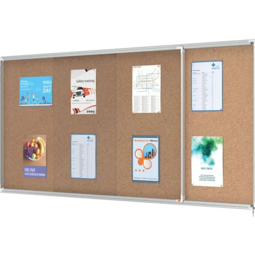 Nobo - Vitrine d'affichage - 27 feuilles A4 - surface liege - porte coulissante - 199,7 x 96,7 x 6,3 cm