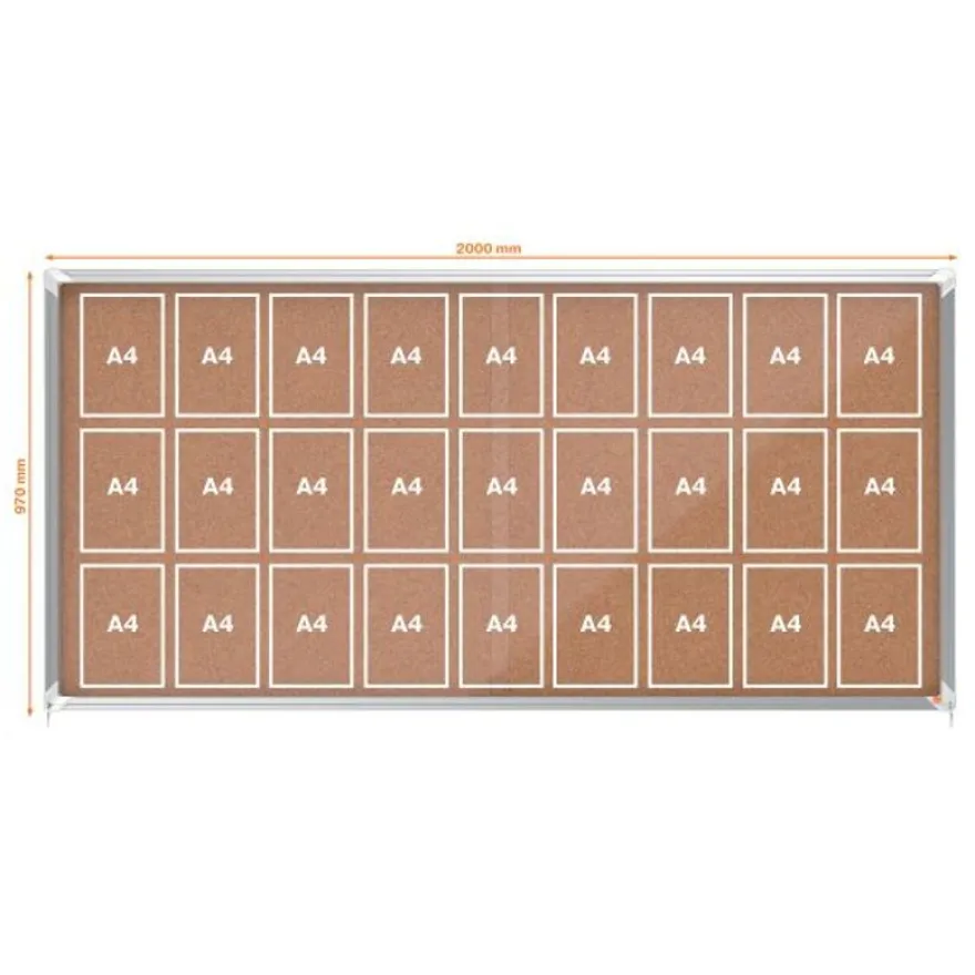 Nobo - Vitrine d'affichage - 27 feuilles A4 - surface liege - porte coulissante - 199,7 x 96,7 x 6,3 cm