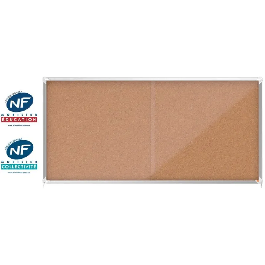 Nobo - Vitrine d'affichage - 27 feuilles A4 - surface liege - porte coulissante - 199,7 x 96,7 x 6,3 cm