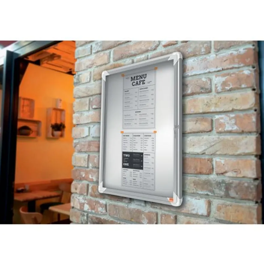 Nobo - Vitrine d'affichage - 4 feuilles A4 - surface magnetique - porte battante - 49,3 x 66,7 x 4,3 cm