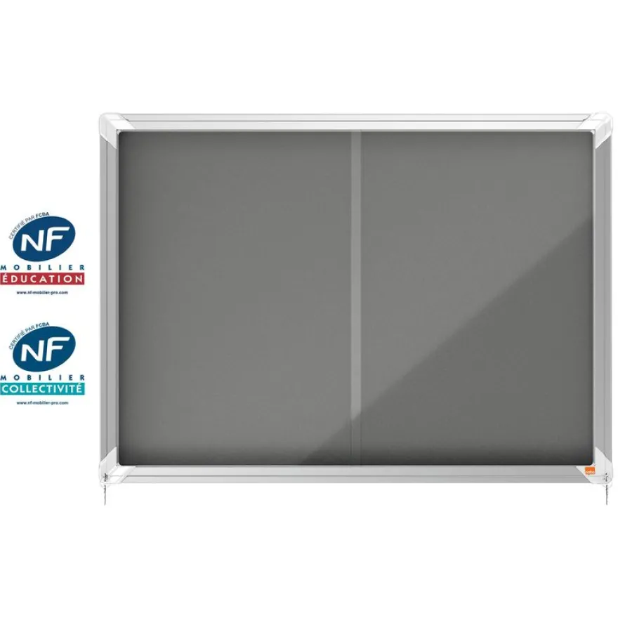 Nobo - Vitrine d'affichage - 8 feuilles A4 - surface en feutre gris - porte coulissante - 92,2 x 66,5 x 6,3 cm