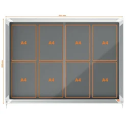 Nobo - Vitrine d'affichage - 8 feuilles A4 - surface en feutre gris - porte coulissante - 92,2 x 66,5 x 6,3 cm