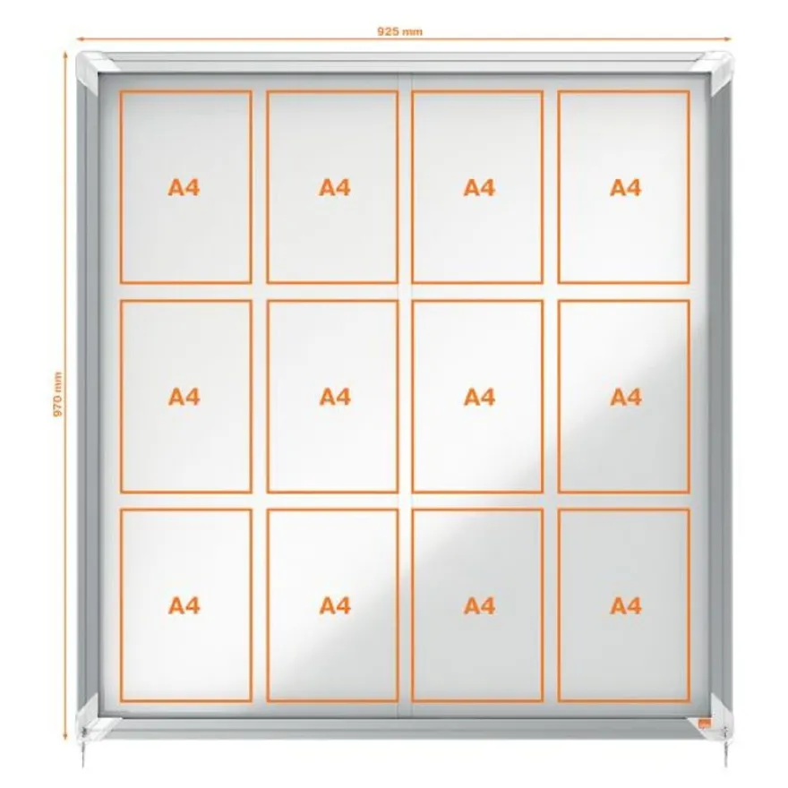 Nobo - Vitrine d'affichage - 12 feuilles A4 - surface magnetique - porte coulissante - 92,2 x 96,7 x 6,3 cm
