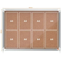 Nobo - Vitrine d'affichage - 8 feuilles A4 - surface liege - porte coulissante - 92,2 x 66,5 x 6,3 cm