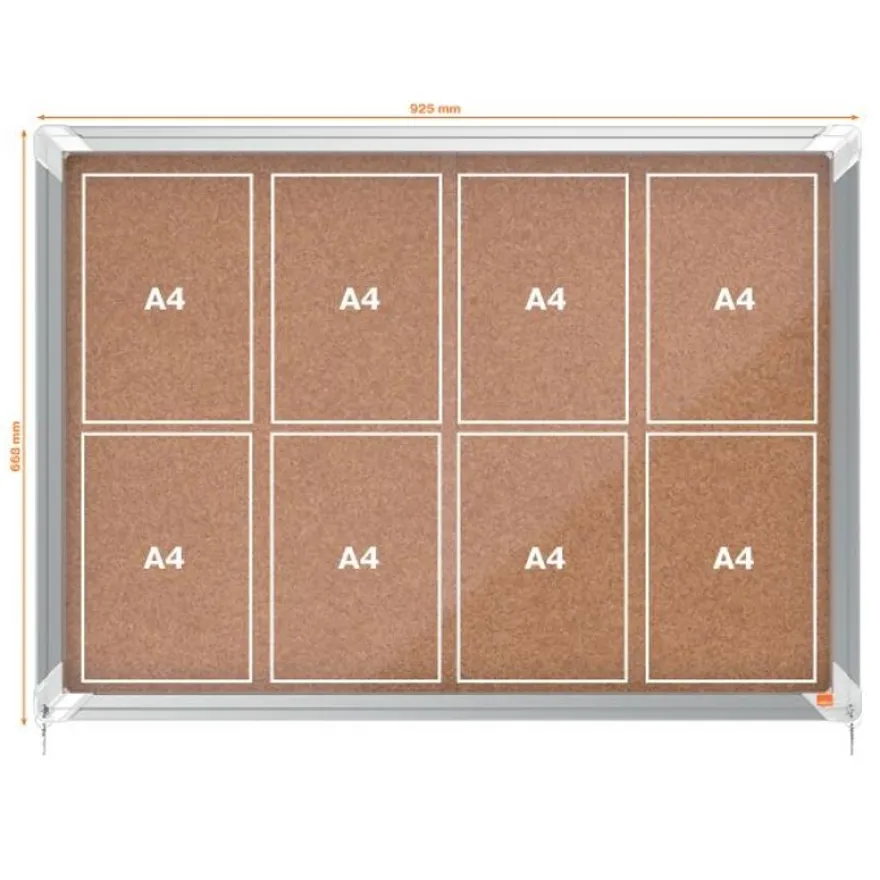 Nobo - Vitrine d'affichage - 8 feuilles A4 - surface liege - porte coulissante - 92,2 x 66,5 x 6,3 cm