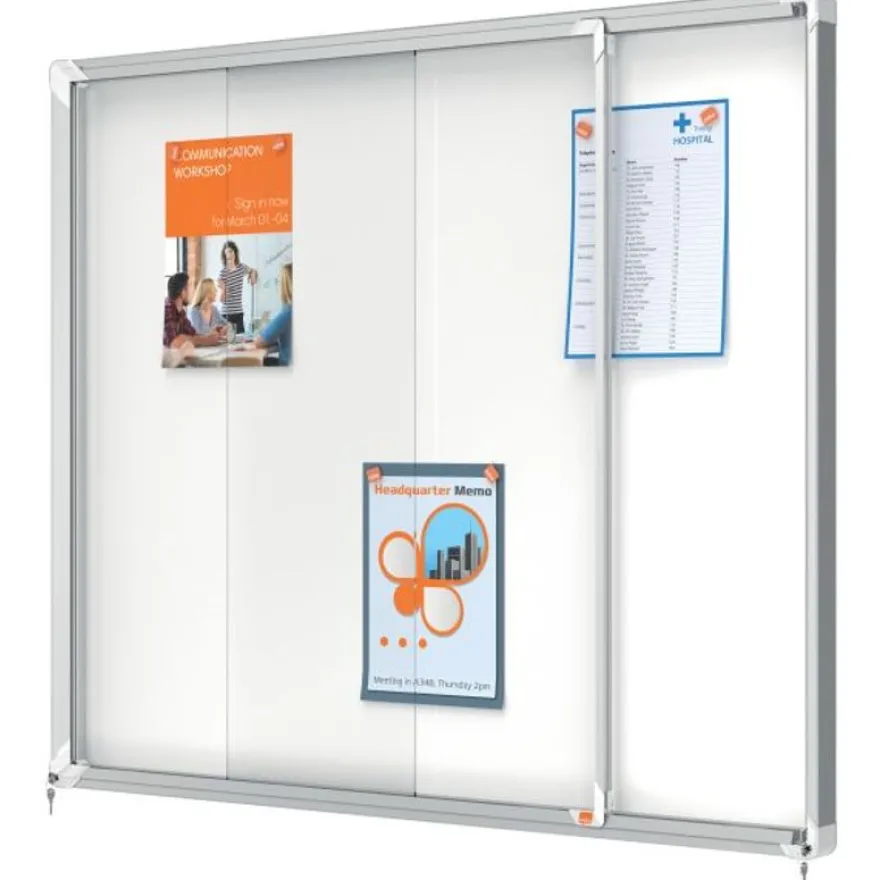 Nobo - Vitrine d'affichage - 15 feuilles A4 - surface magnetique - porte coulissante - 113,7 x 96,7 x 6,3 cm