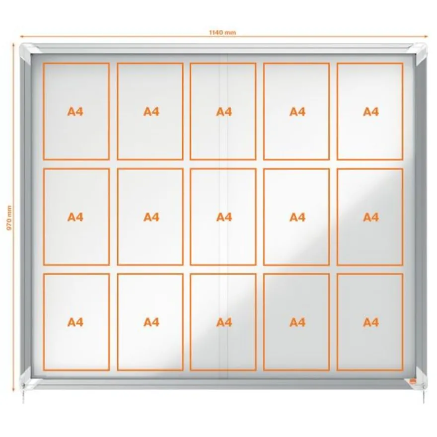 Nobo - Vitrine d'affichage - 15 feuilles A4 - surface magnetique - porte coulissante - 113,7 x 96,7 x 6,3 cm