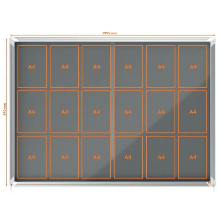 Nobo - Vitrine d'affichage - 18 feuilles A4 - surface en feutre gris - porte coulissante - 135,2 x 96,7 x 6,3 cm