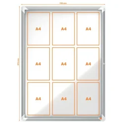 Nobo - Vitrine d'affichage - 9 feuilles A4 - surface magnetique - porte battante - 70,8 x 96,9 x 4,3 cm