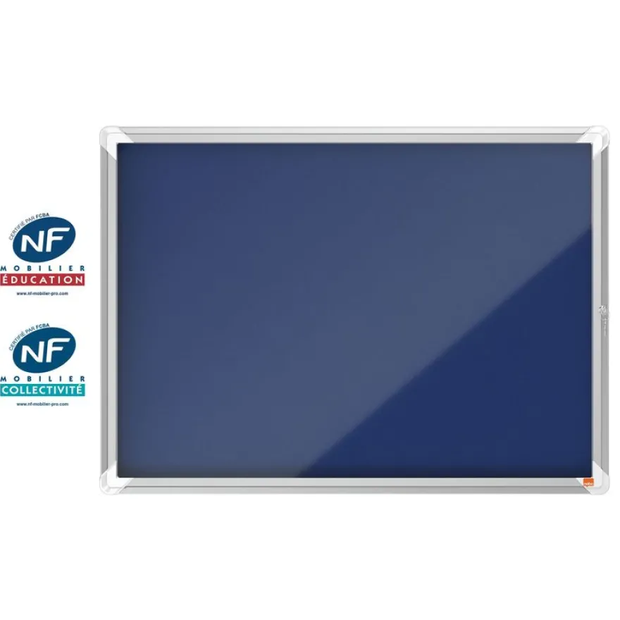 Nobo - Vitrine d'affichage - 8 feuilles A4 - surface en feutre bleu - porte battante - 92,3 x 66,7 x 4,3 cm