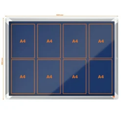 Nobo - Vitrine d'affichage - 8 feuilles A4 - surface en feutre bleu - porte battante - 92,3 x 66,7 x 4,3 cm