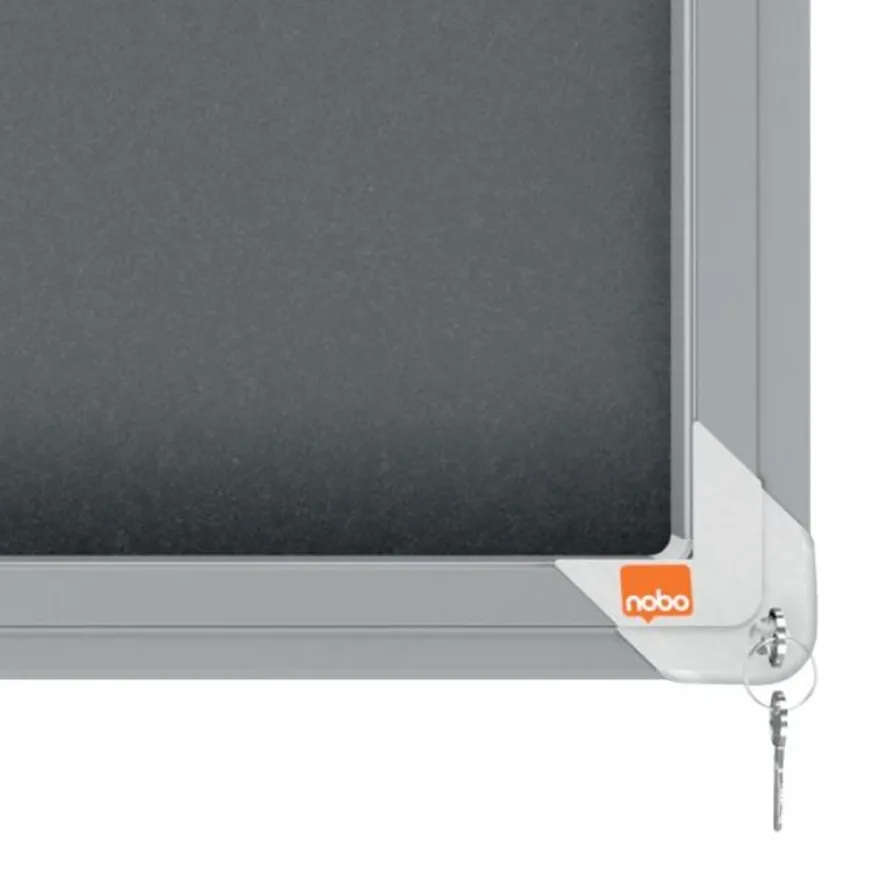 Nobo - Vitrine d'affichage - 27 feuilles A4 - surface en feutre gris - porte coulissante - 199,7 x 96,7 x 6,3 cm