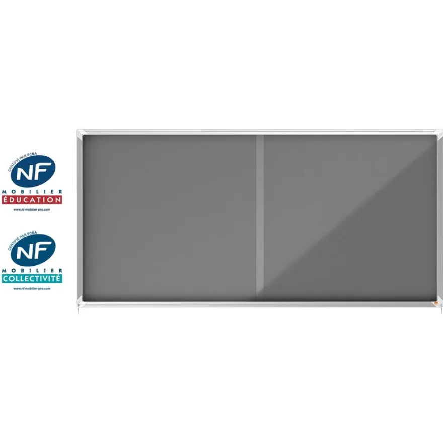 Nobo - Vitrine d'affichage - 27 feuilles A4 - surface en feutre gris - porte coulissante - 199,7 x 96,7 x 6,3 cm