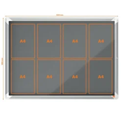 Nobo - Vitrine d'affichage - 8 feuilles A4 - surface en feutre gris - porte battante - 92,3 x 66,7 x 4,3 cm