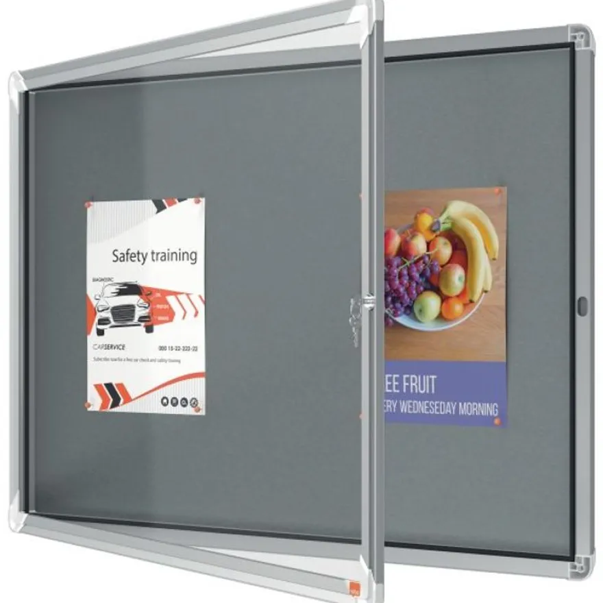 Nobo - Vitrine d'affichage - 8 feuilles A4 - surface en feutre gris - porte battante - 92,3 x 66,7 x 4,3 cm