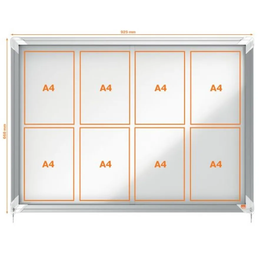Nobo - Vitrine d'affichage - 8 feuilles A4 - surface magnetique - porte coulissante - 92,2 x 66,5 x 6,3 cm
