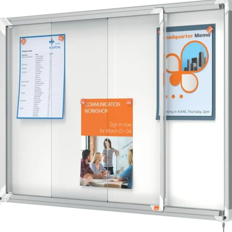 Nobo - Vitrine d'affichage - 8 feuilles A4 - surface magnetique - porte coulissante - 92,2 x 66,5 x 6,3 cm