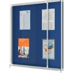 Nobo - Vitrine d'affichage - 12 feuilles A4 - surface en feutre bleu - porte coulissante - 92,2 x 96,7 x 6,3 cm