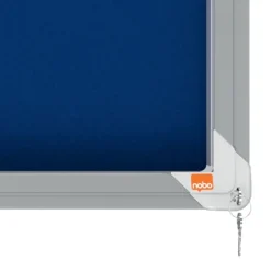Nobo - Vitrine d'affichage - 12 feuilles A4 - surface en feutre bleu - porte coulissante - 92,2 x 96,7 x 6,3 cm