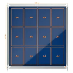Nobo - Vitrine d'affichage - 12 feuilles A4 - surface en feutre bleu - porte coulissante - 92,2 x 96,7 x 6,3 cm
